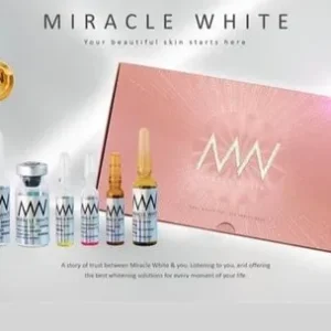 miracle white injection box with vials and text