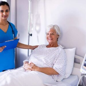 Happy patient and nurse